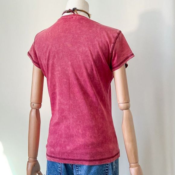 Y2K 2000s Acid Wash grunge vintage short sleeve t-shirt small - Picture 4 of 8